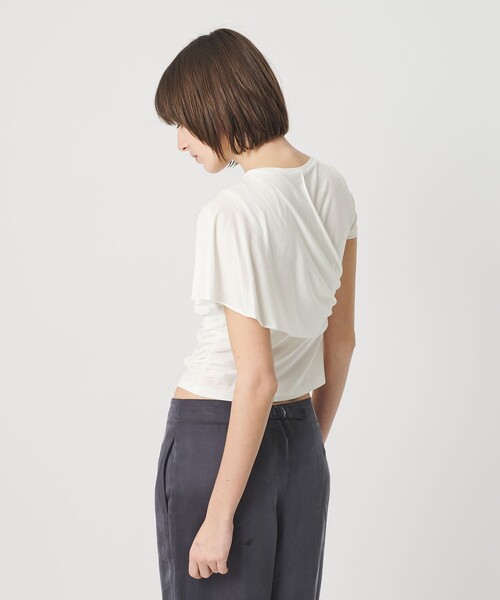 ATTISESSION(アティセッション)の「<ATTISESSION>レイヤード ラップ Tシャツ(Tシャツ/カットソー・レディース・グレー系/オフホワイト・FREE)」の5枚目の写真