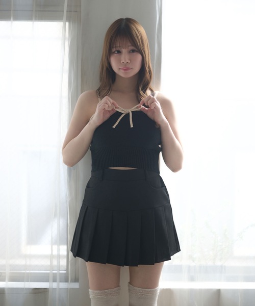M DOLLY(エムドリー)の「Bicolor ribbon ellis knit camisole / バイカラーエリスリボンニットキャミソール(キャミソール・レディース・ホワイト/ベージュ/ブラック・FREE)」の13枚目の写真