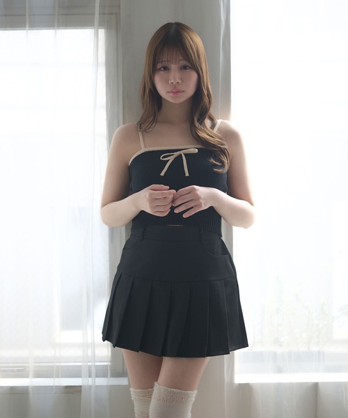 M DOLLY(エムドリー)の「Bicolor ribbon ellis knit camisole / バイカラーエリスリボンニットキャミソール(キャミソール・レディース・ホワイト/ベージュ/ブラック・FREE)」の15枚目の写真