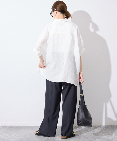 SLOBE IENA（スローブイエナ）の「《シリーズあり》リネンコットンBOXシャツ（シャツ/ブラウス・レディース・ホワイト/ピンク/ベージュ/ネイビー・FREE）」の7枚目の写真