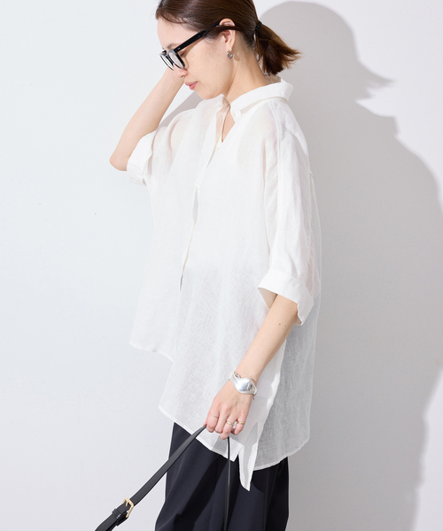 SLOBE IENA（スローブイエナ）の「《シリーズあり》リネンコットンBOXシャツ（シャツ/ブラウス・レディース・ホワイト/ピンク/ベージュ/ネイビー・FREE）」の11枚目の写真