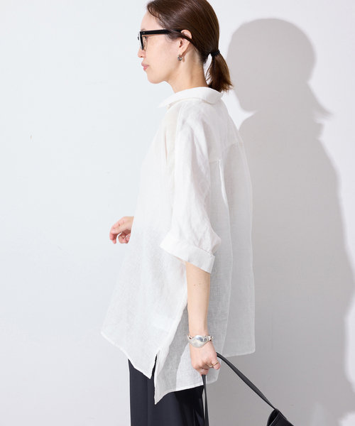 SLOBE IENA（スローブイエナ）の「《シリーズあり》リネンコットンBOXシャツ（シャツ/ブラウス・レディース・ホワイト/ピンク/ベージュ/ネイビー・FREE）」の12枚目の写真