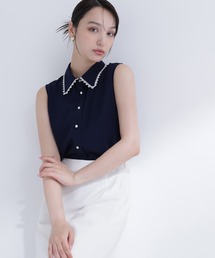 NATURAL BEAUTY BASIC | 【山本里菜さんコラボ】レーストリミングカラーブラウス(シャツ/ブラウス)