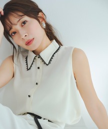 NATURAL BEAUTY BASIC | 【山本里菜さんコラボ】レーストリミングカラーブラウス(シャツ/ブラウス)