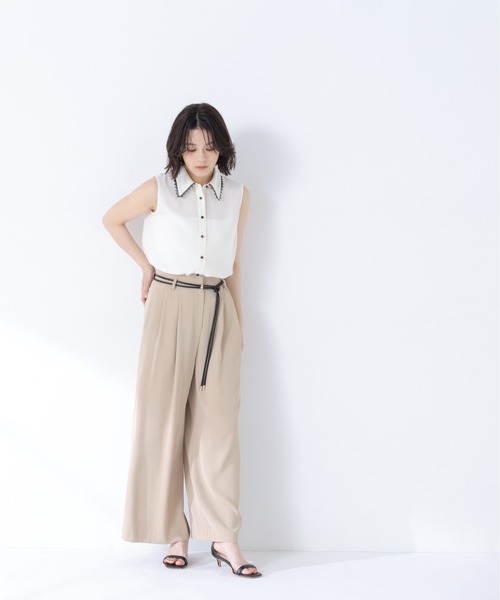 NATURAL BEAUTY BASIC(ナチュラルビューティーベーシック)の「【山本里菜さんコラボ】レーストリミングカラーブラウス(シャツ/ブラウス・レディース・ホワイト系その他/ネイビー系/ピンク系その他2・SMALL/MEDIUM)」の6枚目の写真