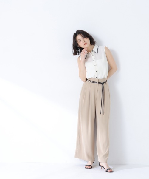 NATURAL BEAUTY BASIC(ナチュラルビューティーベーシック)の「【山本里菜さんコラボ】レーストリミングカラーブラウス(シャツ/ブラウス・レディース・ホワイト系その他/ネイビー系/ピンク系その他2・SMALL/MEDIUM)」の8枚目の写真
