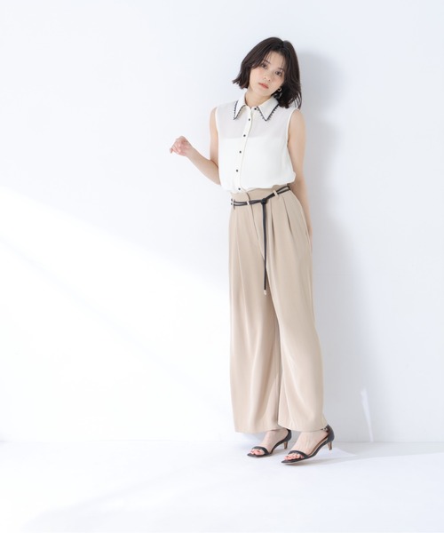 NATURAL BEAUTY BASIC(ナチュラルビューティーベーシック)の「【山本里菜さんコラボ】レーストリミングカラーブラウス(シャツ/ブラウス・レディース・ホワイト系その他/ネイビー系/ピンク系その他2・SMALL/MEDIUM)」の10枚目の写真