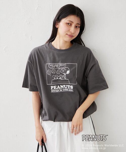 BIRTHDAY BAR(バースデイバー)の「【PEANUTS ピーナッツ】 Tシャツ リラックスデザイン(Tシャツ/カットソー・レディース・ホワイト/チャコールグレー・FREE)」の2枚目の写真