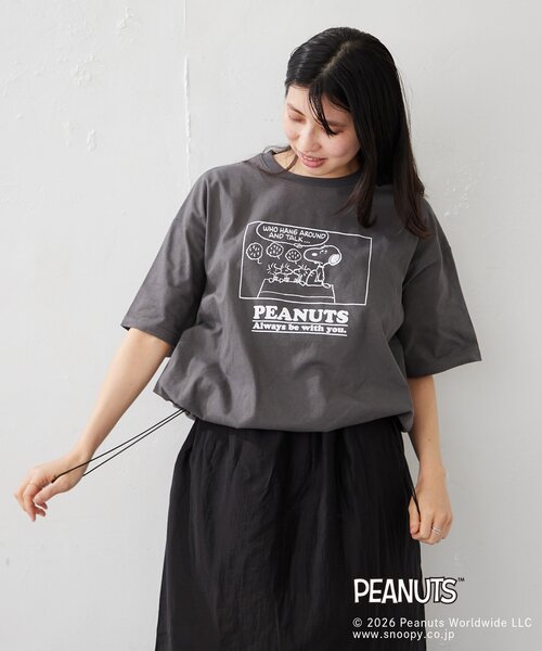 BIRTHDAY BAR(バースデイバー)の「【PEANUTS ピーナッツ】 Tシャツ リラックスデザイン(Tシャツ/カットソー・レディース・ホワイト/チャコールグレー・FREE)」の14枚目の写真