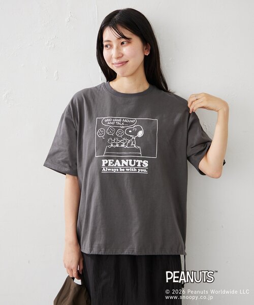 BIRTHDAY BAR(バースデイバー)の「【PEANUTS ピーナッツ】 Tシャツ リラックスデザイン(Tシャツ/カットソー・レディース・ホワイト/チャコールグレー・FREE)」の15枚目の写真