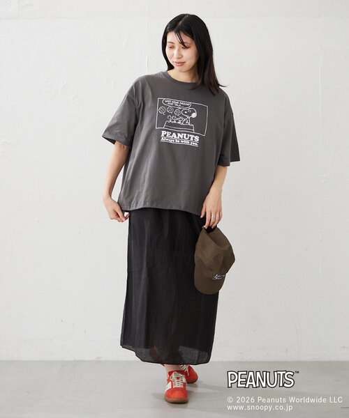 BIRTHDAY BAR(バースデイバー)の「【PEANUTS ピーナッツ】 Tシャツ リラックスデザイン(Tシャツ/カットソー・レディース・ホワイト/チャコールグレー・FREE)」の18枚目の写真