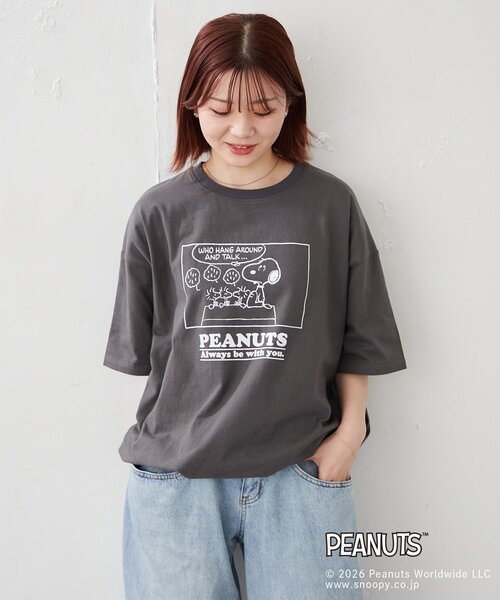 BIRTHDAY BAR(バースデイバー)の「【PEANUTS ピーナッツ】 Tシャツ リラックスデザイン(Tシャツ/カットソー・レディース・ホワイト/チャコールグレー・FREE)」の13枚目の写真