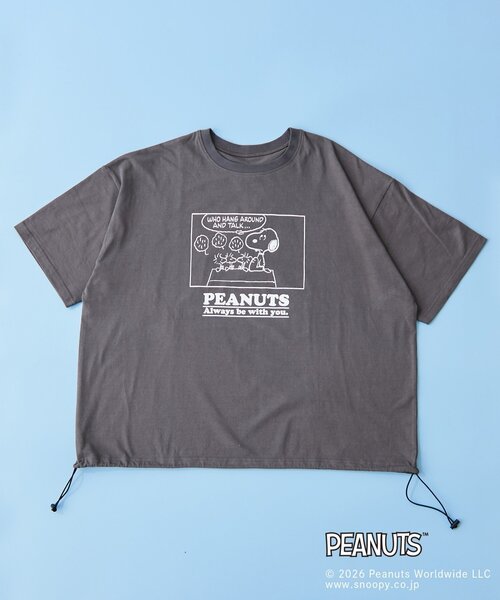 BIRTHDAY BAR(バースデイバー)の「【PEANUTS ピーナッツ】 Tシャツ リラックスデザイン(Tシャツ/カットソー・レディース・ホワイト/チャコールグレー・FREE)」の4枚目の写真