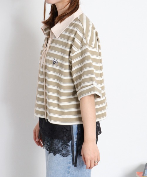 cepo(セポ)の「レースアップデザイン 半袖ラガーTee(ポロシャツ・レディース・ベージュ系その他/ブラック/オフホワイト・M)」の16枚目の写真