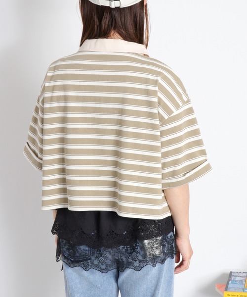 cepo(セポ)の「レースアップデザイン 半袖ラガーTee(ポロシャツ・レディース・ベージュ系その他/ブラック/オフホワイト・M)」の7枚目の写真