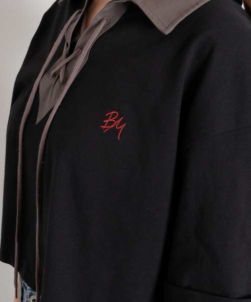 cepo(セポ)の「レースアップデザイン 半袖ラガーTee(ポロシャツ・レディース・ベージュ系その他/ブラック/オフホワイト・M)」の20枚目の写真