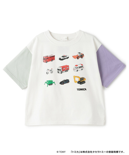 b・ROOM(ビールーム)の「【大人気カラー再入荷】【トミカ】【防汚・速乾・UV】【カイテキ天竺】TOMICA集合配色Tシャツ(Tシャツ/カットソー・キッズ・チャコール/トップグレー/オフホワイト・100cm/120cm/90cm/130cm/110cm)」の4枚目の写真