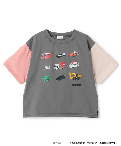 b・ROOM(ビールーム)の「【大人気カラー再入荷】【トミカ】【防汚・速乾・UV】【カイテキ天竺】TOMICA集合配色Tシャツ(Tシャツ/カットソー・キッズ・チャコール/トップグレー/オフホワイト・100cm/120cm/90cm/130cm/110cm)」の5枚目の写真