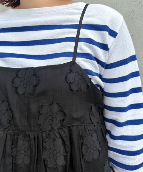 Dot&Stripes CHILD WOMAN(ドットアンドストライプス チャイルドウーマン)の「シアーフラワーカットジャカードキャミワンピース(ワンピース・レディース・ブラック・FREE)」の12枚目の写真
