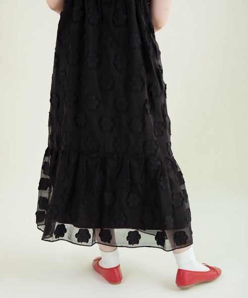 Dot&Stripes CHILD WOMAN(ドットアンドストライプス チャイルドウーマン)の「シアーフラワーカットジャカードキャミワンピース(ワンピース・レディース・ブラック・FREE)」の16枚目の写真