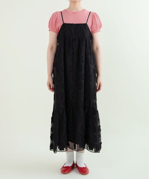 Dot&Stripes CHILD WOMAN(ドットアンドストライプス チャイルドウーマン)の「シアーフラワーカットジャカードキャミワンピース(ワンピース・レディース・ブラック・FREE)」の18枚目の写真