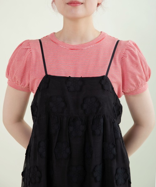 Dot&Stripes CHILD WOMAN(ドットアンドストライプス チャイルドウーマン)の「シアーフラワーカットジャカードキャミワンピース(ワンピース・レディース・ブラック・FREE)」の21枚目の写真