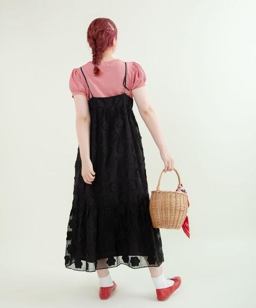 Dot&Stripes CHILD WOMAN(ドットアンドストライプス チャイルドウーマン)の「シアーフラワーカットジャカードキャミワンピース(ワンピース・レディース・ブラック・FREE)」の11枚目の写真