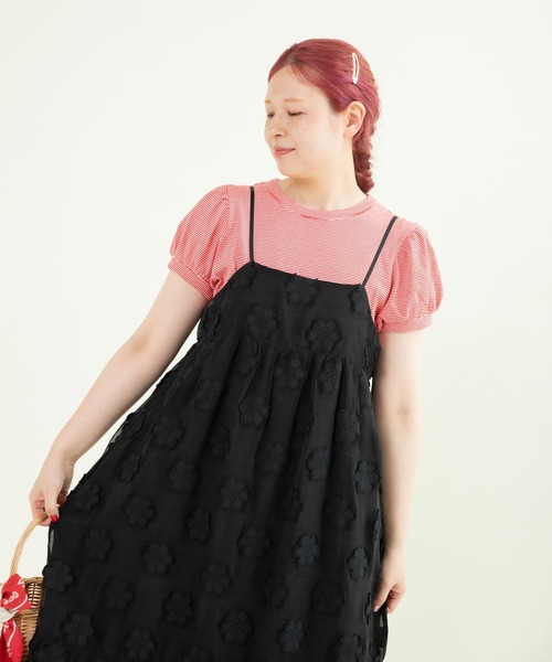 Dot&Stripes CHILD WOMAN(ドットアンドストライプス チャイルドウーマン)の「シアーフラワーカットジャカードキャミワンピース(ワンピース・レディース・ブラック・FREE)」の12枚目の写真