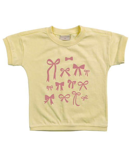 BEACHESAND CREAM KIDS(ビーチスアンドクリームキッズ)の「リボン半袖Tシャツ-クリームレモン(Tシャツ/カットソー・レディース・レモンイエロー・S(110)/M(120)/L(130))」の1枚目の写真