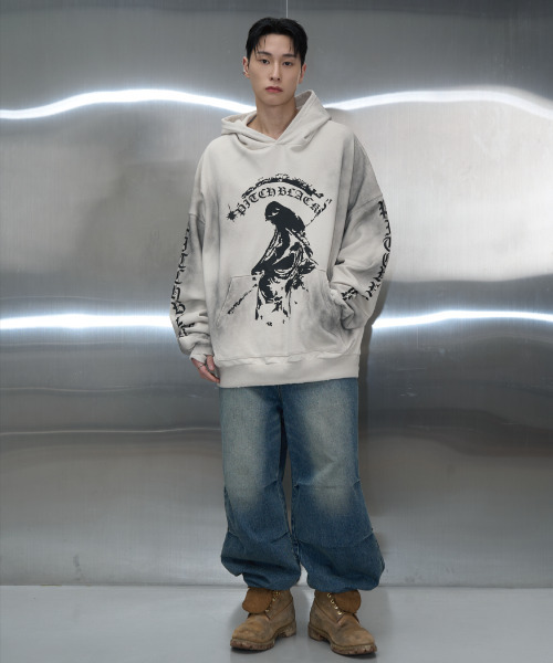 PITCHBLACK(ピッチブラック)の「DIRTY WHITE PRINTING HOODIE (WHITE)(パーカー・メンズ・その他・MEDIUM/LARGE/X-LARGE)」の4枚目の写真