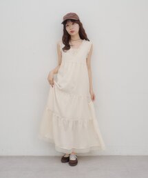 【umm./WEB限定】裾レースノースリワンピース