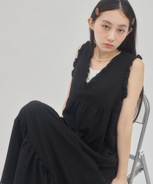 セール】【umm./WEB限定】裾レースノースリワンピース（ワンピース