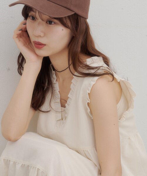 DISCOAT(ディスコート)の「【umm./WEB限定】裾レースノースリワンピース(ワンピース・レディース・ブラック/サックスブルー/アイボリー・FREE)」の12枚目の写真
