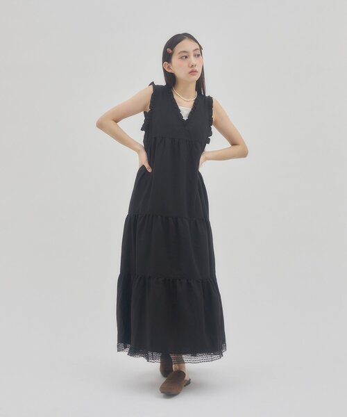DISCOAT(ディスコート)の「【umm./WEB限定】裾レースノースリワンピース(ワンピース・レディース・ブラック/サックスブルー/アイボリー・FREE)」の17枚目の写真