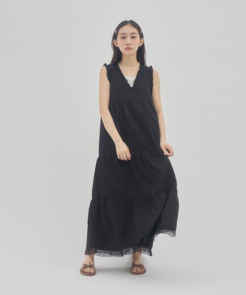 DISCOAT(ディスコート)の「【umm./WEB限定】裾レースノースリワンピース(ワンピース・レディース・ブラック/サックスブルー/アイボリー・FREE)」の18枚目の写真