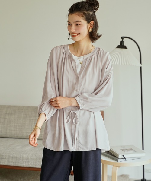ikka(イッカ)の「【お得だ値】シアーブラウスアンサンブル【2点セット】(シャツ/ブラウス・レディース・グリーン/ブラウン系その他/ネイビー/グレイッシュベージュ・M/L)」の3枚目の写真