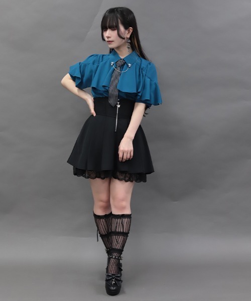 NIBBLE POISON(ニブルポイズン)の「リボン付バックフリルミニSK(スカート・レディース・ネイビー/ブラック・MEDIUM)」の1枚目の写真