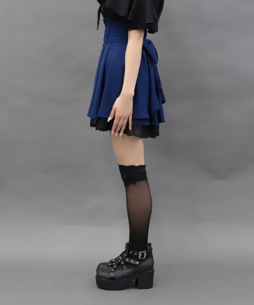 NIBBLE POISON(ニブルポイズン)の「リボン付バックフリルミニSK(スカート・レディース・ネイビー/ブラック・MEDIUM)」の4枚目の写真