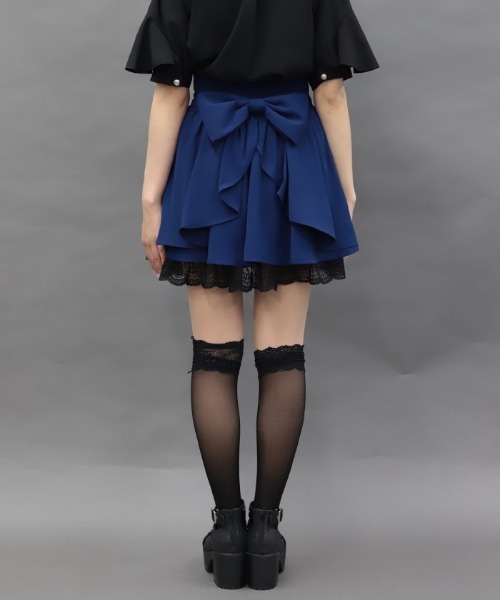 NIBBLE POISON(ニブルポイズン)の「リボン付バックフリルミニSK(スカート・レディース・ネイビー/ブラック・MEDIUM)」の5枚目の写真