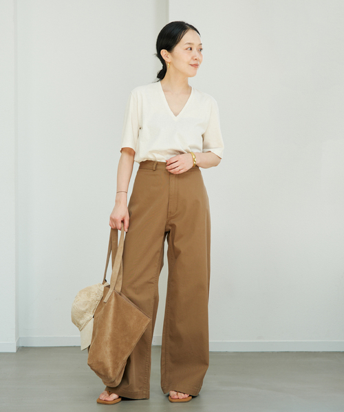 plage(プラージュ)の「Slim V-Neck Tee(Tシャツ/カットソー・レディース・キャメル/アイボリー/オレンジ/チャコールグレー・FREE)」の16枚目の写真