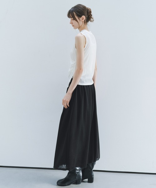 tageechita（タジチタ）の「【tageechita】アシンメトリードレープリブノースリーブトップス（タンクトップ・レディース・グレイッシュベージュ/オフホワイト・S/L/M）」の11枚目の写真