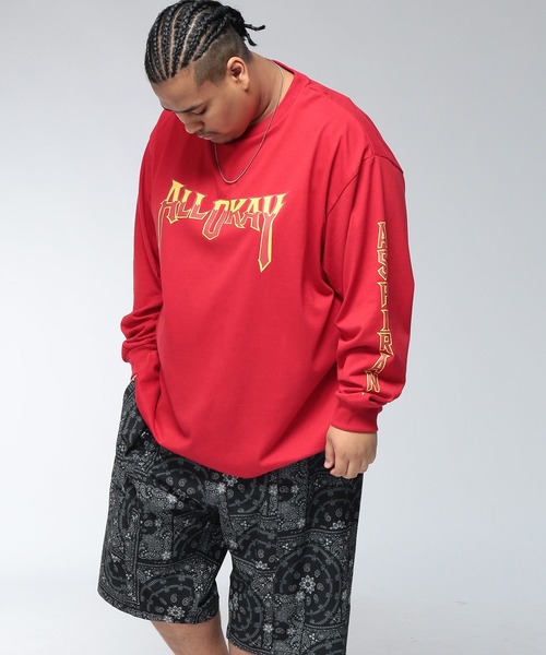 SAKAZEN(サカゼン)の「【WEB限定価格】Tシャツ 長袖 メンズ 大きいサイズ フロントプリント アームプリント クルーネック ロンT トップスカジュアル 春 夏(Tシャツ/カットソー・メンズ・レッド/ブラック・3XL/X(2L)/2XL)」の7枚目の写真