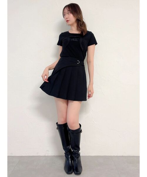 dazzlin(ダズリン)の「リボンディティールドッキングTシャツ(Tシャツ/カットソー・レディース・ピンク/ブラック/オフホワイト・FREE)」の12枚目の写真