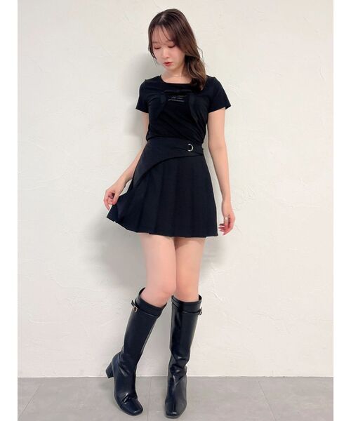 dazzlin(ダズリン)の「リボンディティールドッキングTシャツ(Tシャツ/カットソー・レディース・ピンク/ブラック/オフホワイト・FREE)」の13枚目の写真