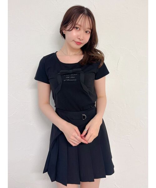 dazzlin(ダズリン)の「リボンディティールドッキングTシャツ(Tシャツ/カットソー・レディース・ピンク/ブラック/オフホワイト・FREE)」の16枚目の写真