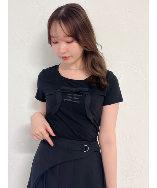 dazzlin(ダズリン)の「リボンディティールドッキングTシャツ(Tシャツ/カットソー・レディース・ピンク/ブラック/オフホワイト・FREE)」の18枚目の写真