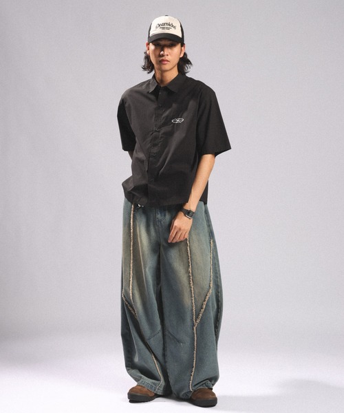 RAGEBLUE（レイジブルー）の「CIRCLE LOGO COMPACT SHIRTS/ワンポイントロゴコンパクトシャツ（シャツ/ブラウス・メンズ・ダークグレー/ブラック・LARGE/MEDIUM）」の3枚目の写真