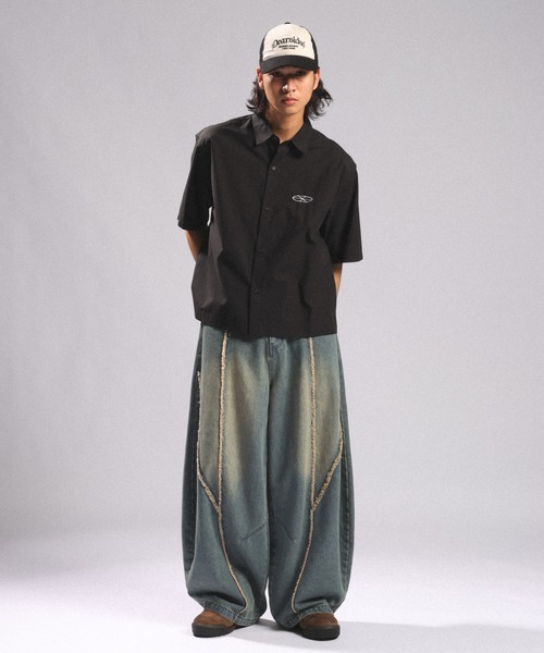 RAGEBLUE（レイジブルー）の「CIRCLE LOGO COMPACT SHIRTS/ワンポイントロゴコンパクトシャツ（シャツ/ブラウス・メンズ・ダークグレー/ブラック・LARGE/MEDIUM）」の4枚目の写真