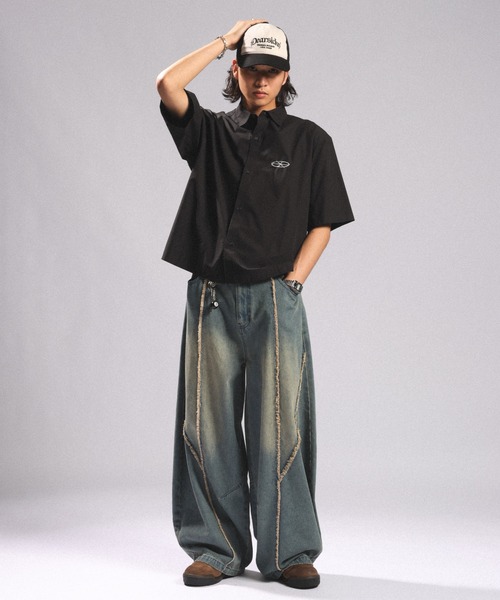 RAGEBLUE（レイジブルー）の「CIRCLE LOGO COMPACT SHIRTS/ワンポイントロゴコンパクトシャツ（シャツ/ブラウス・メンズ・ダークグレー/ブラック・LARGE/MEDIUM）」の5枚目の写真