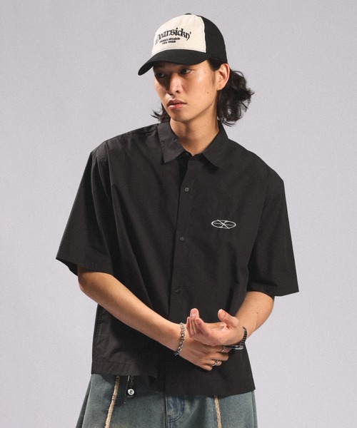 RAGEBLUE（レイジブルー）の「CIRCLE LOGO COMPACT SHIRTS/ワンポイントロゴコンパクトシャツ（シャツ/ブラウス・メンズ・ダークグレー/ブラック・LARGE/MEDIUM）」の6枚目の写真